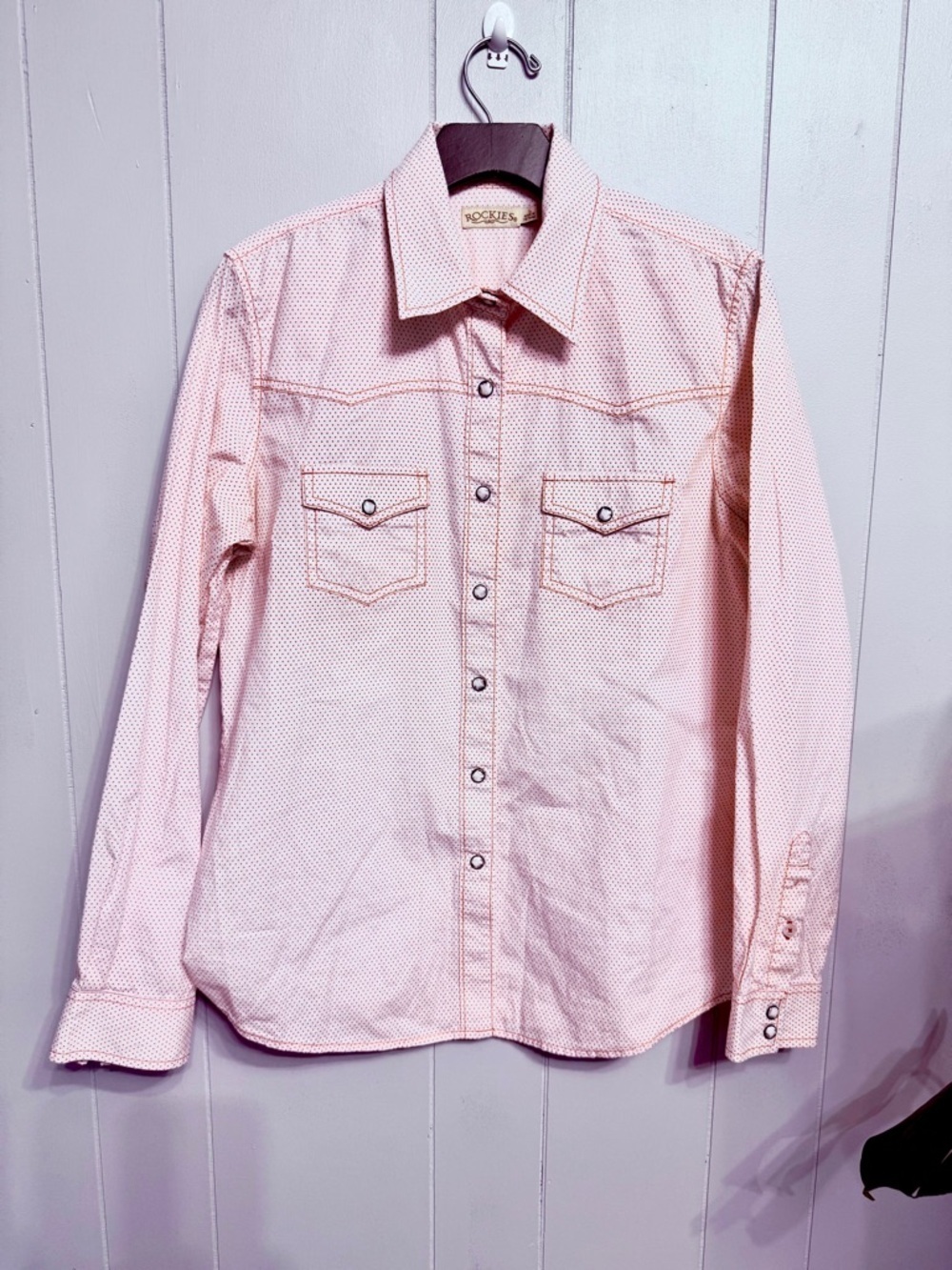 #15)  Rockies   white Western Snap Shirt with Micro Dot
